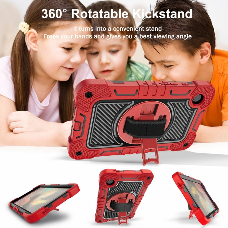 For Samsung Galaxy Tab A9/A11 360 Degree Rotation PC Contrast Silicone Tablet Case(Red + Black) by bashfashion