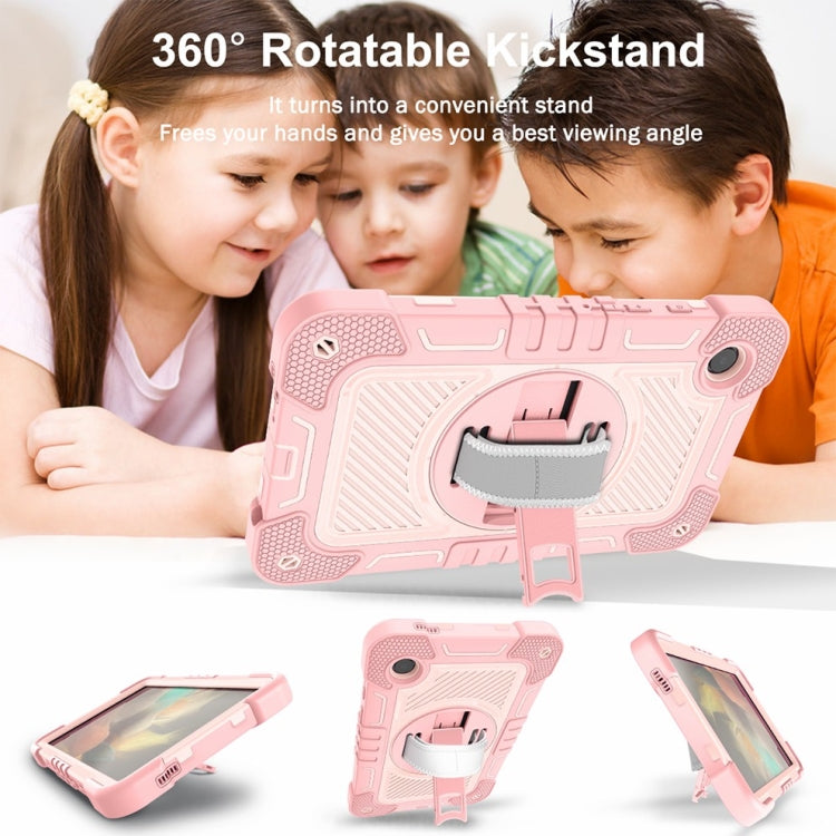 For Samsung Galaxy Tab A9/A11 360 Degree Rotation PC Contrast Silicone Tablet Case(Rose Gold) by bashfashion