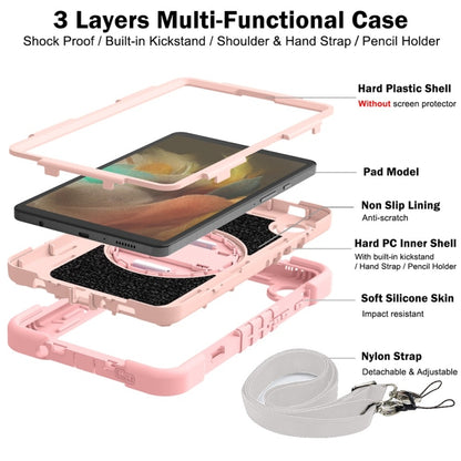 For Samsung Galaxy Tab A9/A11 360 Degree Rotation PC Contrast Silicone Tablet Case(Rose Gold) by bashfashion