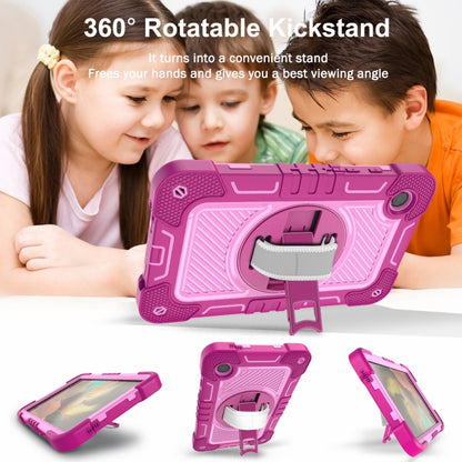 For Samsung Galaxy Tab A9/A11 360 Degree Rotation PC Contrast Silicone Tablet Case(Rose Red + Pink) by bashfashion