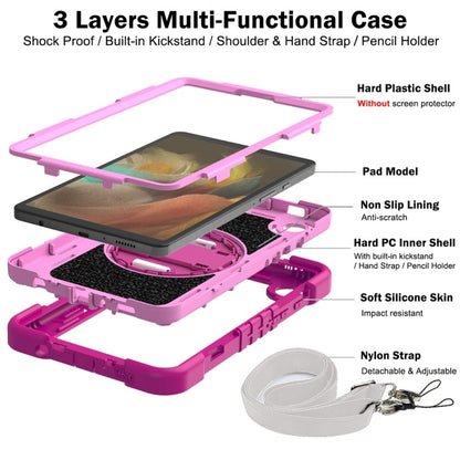 For Samsung Galaxy Tab A9/A11 360 Degree Rotation PC Contrast Silicone Tablet Case(Rose Red + Pink) by bashfashion