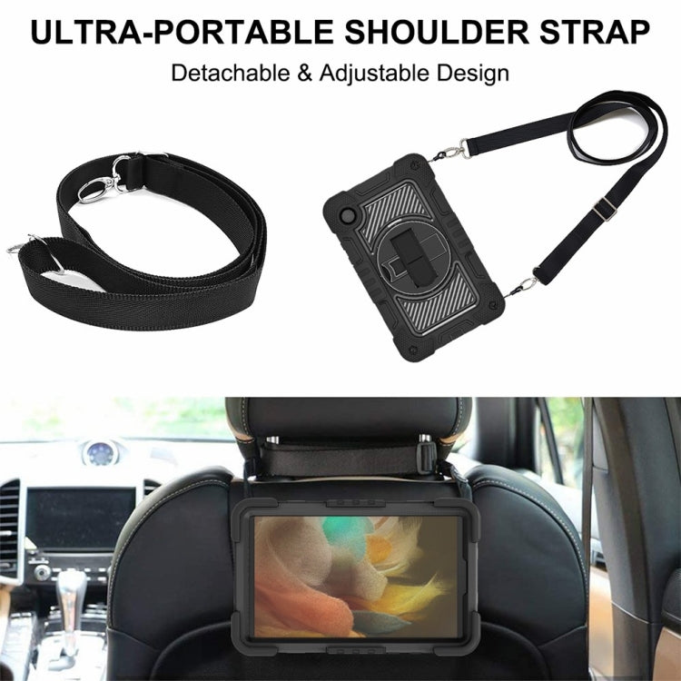 For Samsung Galaxy Tab A9/A11 360 Degree Rotation PC Contrast Silicone Tablet Case(Black) by bashfashion