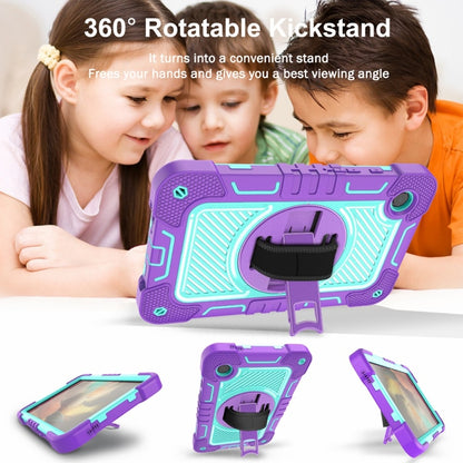 For Samsung Galaxy Tab A9/A11 360 Degree Rotation PC Contrast Silicone Tablet Case(Purple + Mint Green) by bashfashion