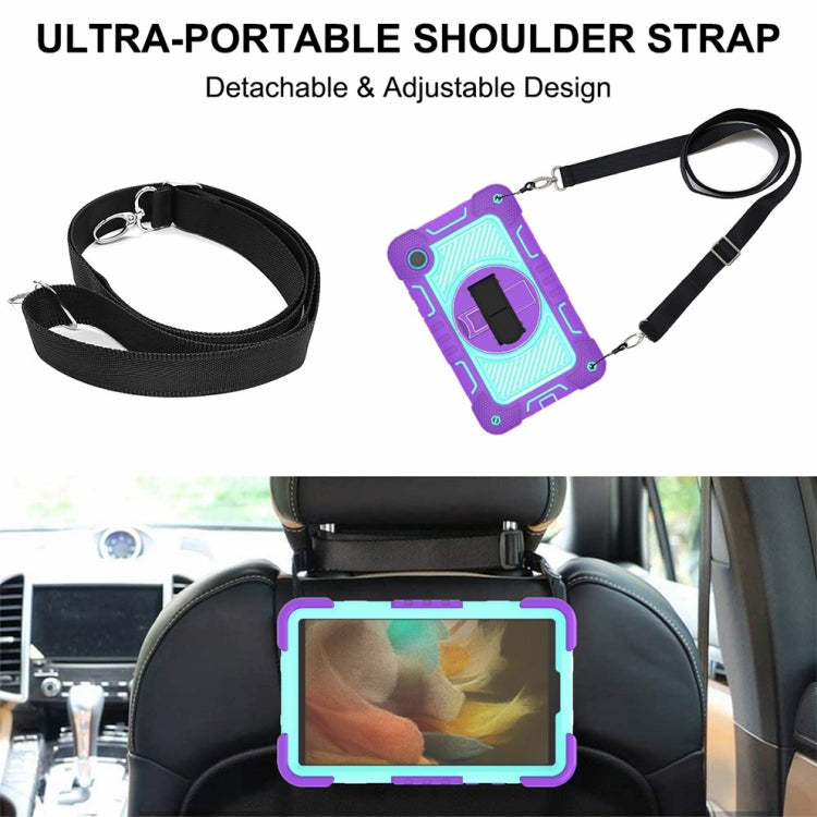 For Samsung Galaxy Tab A9/A11 360 Degree Rotation PC Contrast Silicone Tablet Case(Purple + Mint Green) by bashfashion
