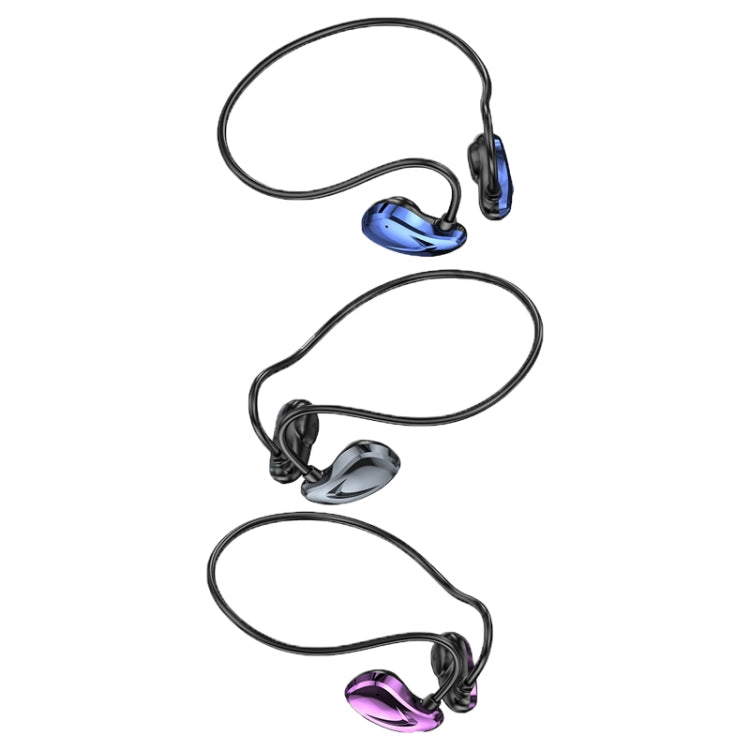 A60 Open Air Conduction Built-in Microphone Wireless Bluetooth Neckband Earphone(Purple) by bashfashion