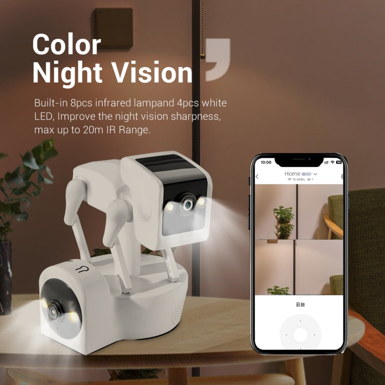 ESCAM PT212 4MP Dual Lens Robot Dog WiFi Camera Supports Cloud Storage/Two-way Audio/Night Vision, Specification:US Plug by ESCAM
