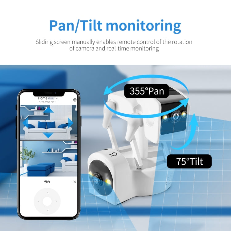 ESCAM PT212 4MP Dual Lens Robot Dog WiFi Camera Supports Cloud Storage/Two-way Audio/Night Vision, Specification:UK Plug by ESCAM