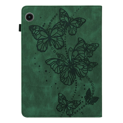 For Samsung Galaxy Tab A11 / A9 Embossed Butterfly Pattern Horizontal Flip Leather Tablet Case(Green) by bashfashion