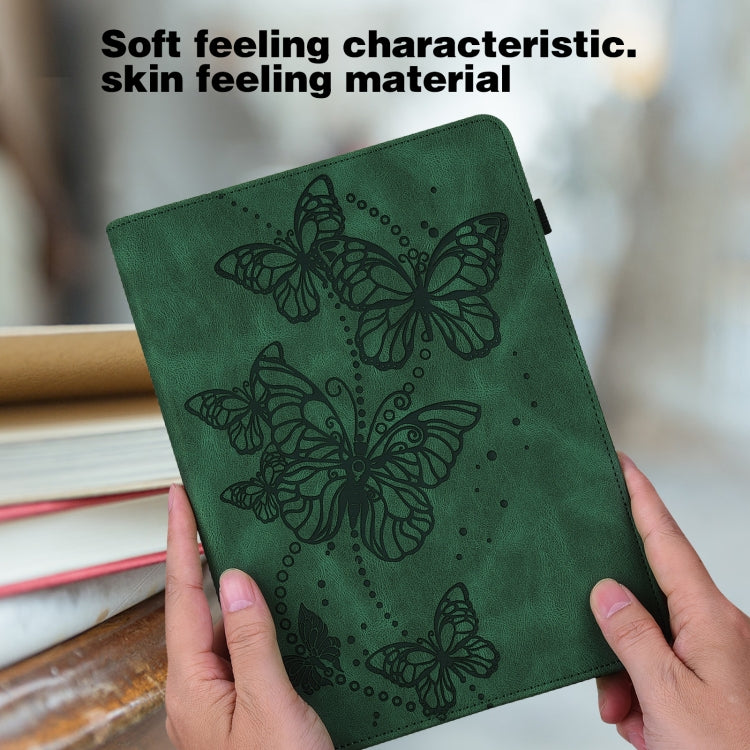 For Samsung Galaxy Tab A11 / A9 Embossed Butterfly Pattern Horizontal Flip Leather Tablet Case(Green) by bashfashion