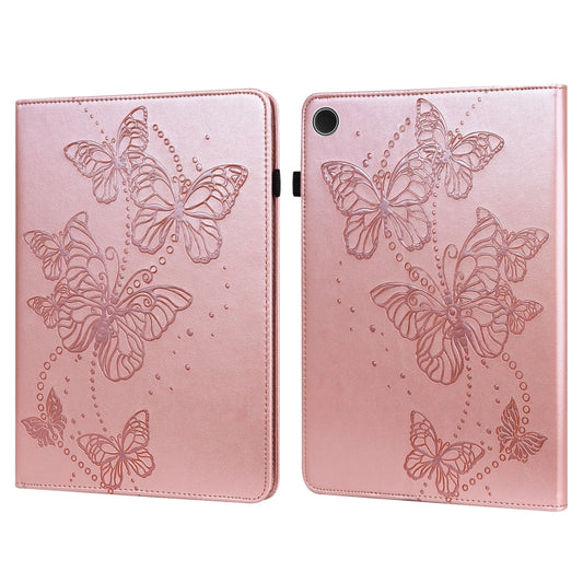 For Samsung Galaxy Tab A11+ / A9+ Embossed Butterfly Pattern Horizontal Flip Leather Tablet Case(Pink) by bashfashion