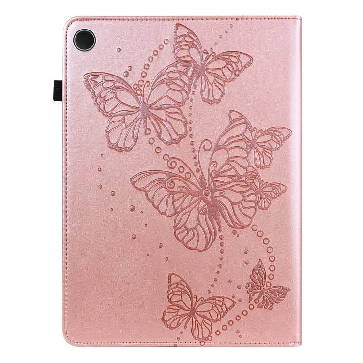 For Samsung Galaxy Tab A11+ / A9+ Embossed Butterfly Pattern Horizontal Flip Leather Tablet Case(Pink) by bashfashion