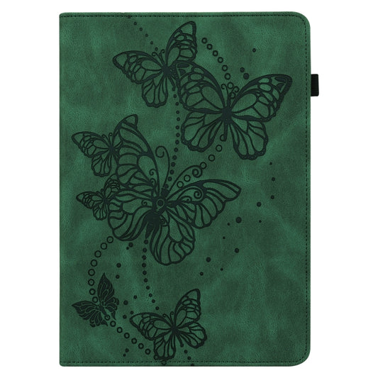 For Samsung Galaxy Tab S9 Embossed Butterfly Pattern Horizontal Flip Leather Tablet Case(Green) by bashfashion