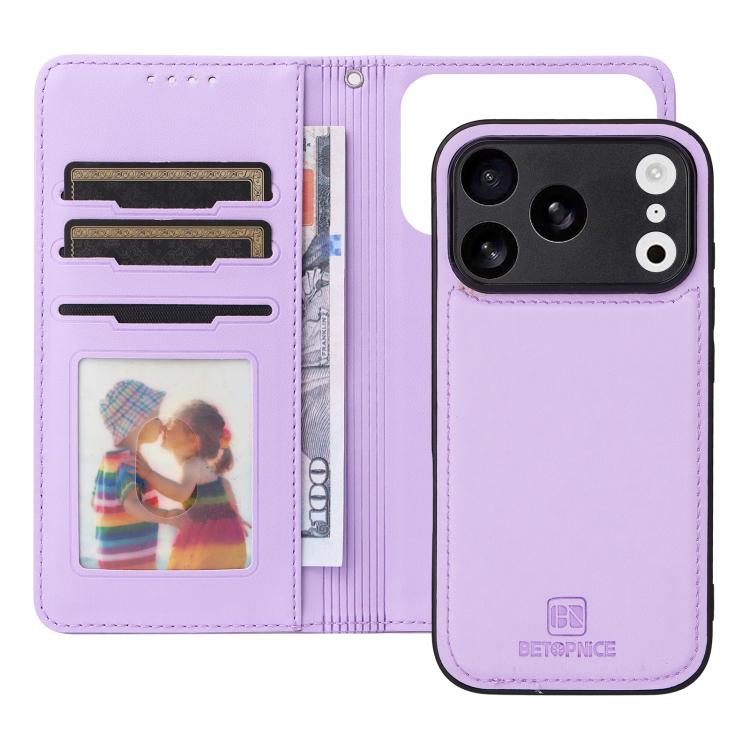 For iPhone 17 Pro BETOPNICE BN-005 2 in 1 Detachable Imitate Genuine Leather Phone Case(Light Purple) by BETOPNICE