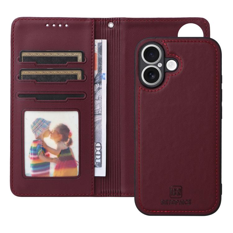 For iPhone 17 BETOPNICE BN-005 2 in 1 Detachable Imitate Genuine Leather Phone Case(Wine Red) by BETOPNICE