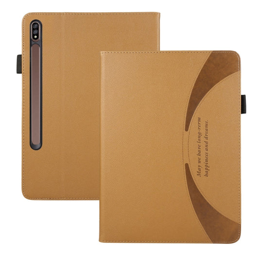For Samsung Galaxy Tab S7 Lite / S7+ Litchi Texture Leather Sucker Tablet Case(Brown) by bashfashion
