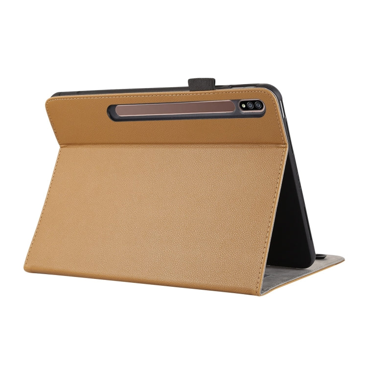 For Samsung Galaxy Tab S7 Lite / S7+ Litchi Texture Leather Sucker Tablet Case(Brown) by bashfashion