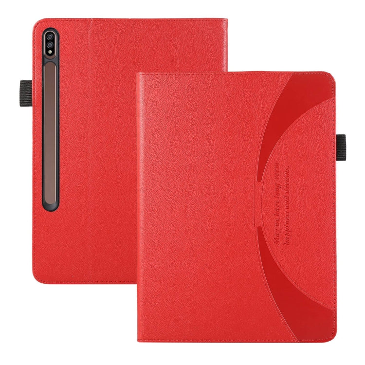 For Samsung Galaxy Tab S7 Lite / S7+ Litchi Texture Leather Sucker Tablet Case(Red) by bashfashion