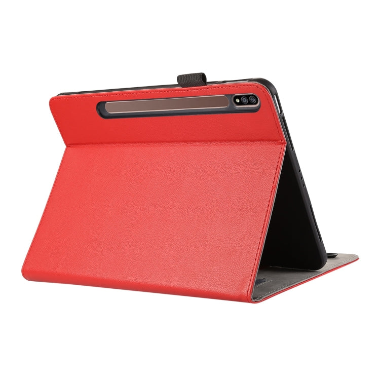 For Samsung Galaxy Tab S7 Lite / S7+ Litchi Texture Leather Sucker Tablet Case(Red) by bashfashion