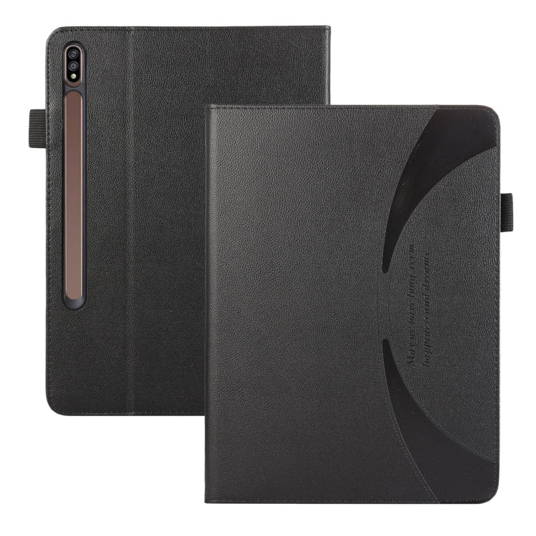 For Samsung Galaxy Tab S7 Lite / S7+ Litchi Texture Leather Sucker Tablet Case(Black) by bashfashion