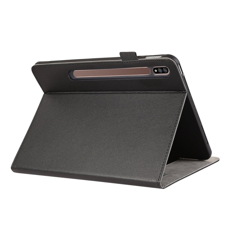 For Samsung Galaxy Tab S7 Lite / S7+ Litchi Texture Leather Sucker Tablet Case(Black) by bashfashion