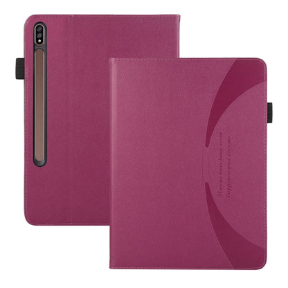 For Samsung Galaxy Tab S7 Lite / S7+ Litchi Texture Leather Sucker Tablet Case(Purple) by bashfashion