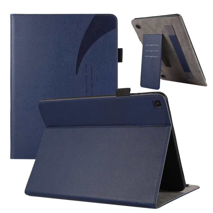 For Samsung Galaxy Tab S5e T720 Litchi Texture Leather Sucker Tablet Case(Dark Blue) by bashfashion