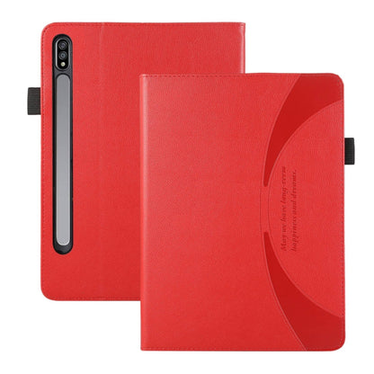 For Samsung Galaxy Tab S9 / S8 / S7 Litchi Texture Leather Sucker Tablet Case(Red) by bashfashion