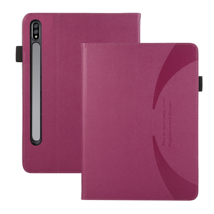 For Samsung Galaxy Tab S9 / S8 / S7 Litchi Texture Leather Sucker Tablet Case(Purple) by bashfashion