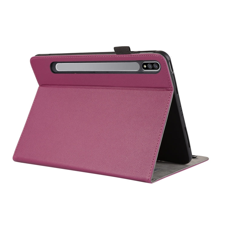 For Samsung Galaxy Tab S9 / S8 / S7 Litchi Texture Leather Sucker Tablet Case(Purple) by bashfashion