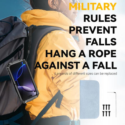 For iPhone 17 Pro Max R-JUST Metal + Silicone + Tempered Glass Life Waterproof Phone Case with Holder(Black) by R-JUST