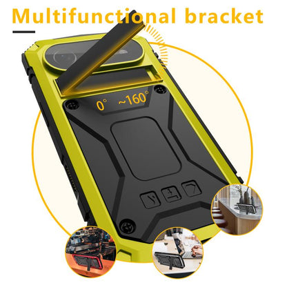 For iPhone Air R-JUST Metal + Silicone + Tempered Glass Life Waterproof Phone Case with Holder(Yellow) by R-JUST