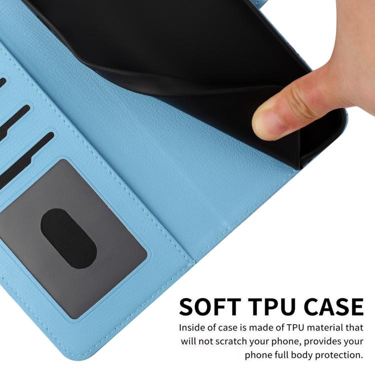 For iPhone 16e Cartoon Cats Leather Phone Case(Blue) by bashfashion