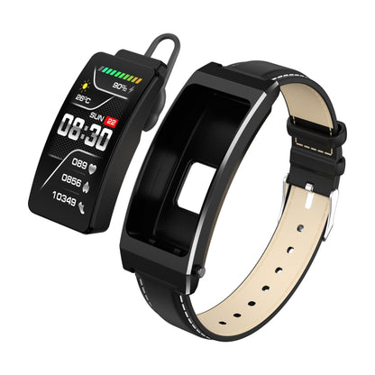 K7 1.14 inch TFT Screen Smart Call Bracelet, BT Call / Heart Rate / Blood Pressure / Blood Oxygen, Strap:Leather Strap(Black) by bashfashion