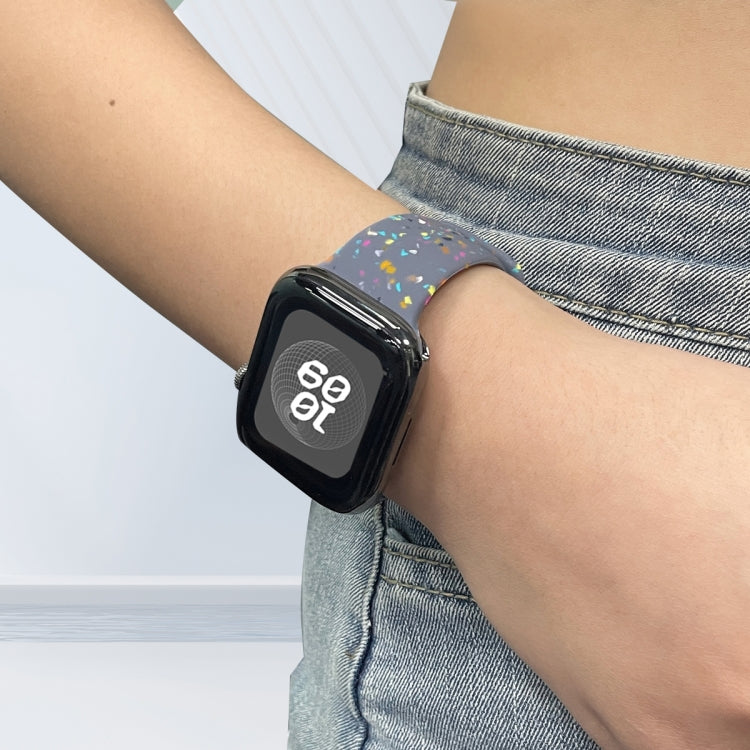 For Apple Watch Ultra 49mm Floral Silicone Watch Band(Grey) by bashfashion