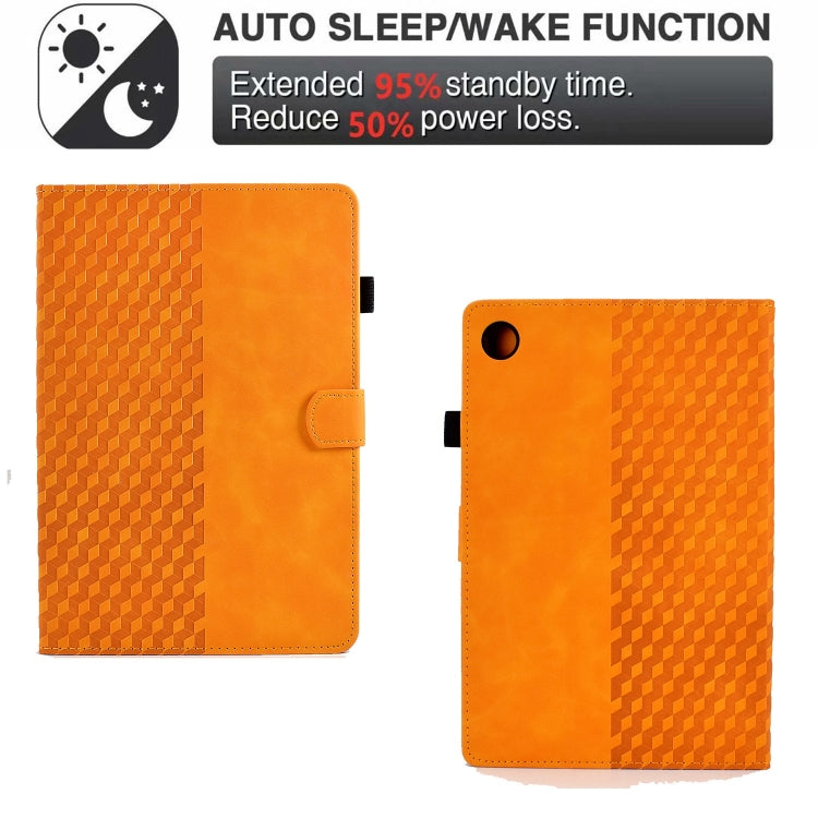 For Samsung Galaxy Tab A11+ / A9+ Rhombus Embossed Leather Smart Tablet Case(Khaki) by bashfashion