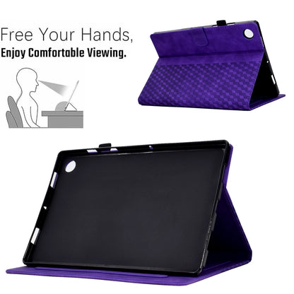 For Samsung Galaxy Tab A11 / A9 Rhombus Embossed Leather Smart Tablet Case(Purple) by bashfashion