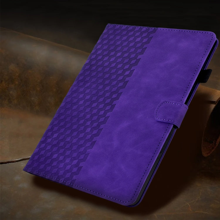 For Samsung Galaxy Tab A11 / A9 Rhombus Embossed Leather Smart Tablet Case(Purple) by bashfashion