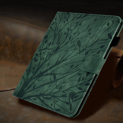 For Samsung Galaxy Tab A11+ / A9+ Fortune Tree Embossed Leather Smart Tablet Case(Green) by bashfashion