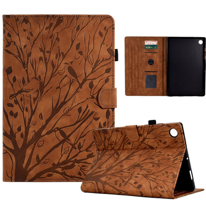 For Samsung Galaxy Tab A11+ / A9+ Fortune Tree Embossed Leather Smart Tablet Case(Brown) by bashfashion