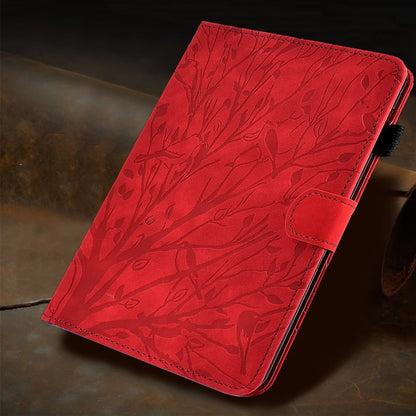 For Samsung Galaxy Tab A11+ / A9+ Fortune Tree Embossed Leather Smart Tablet Case(Red) by bashfashion