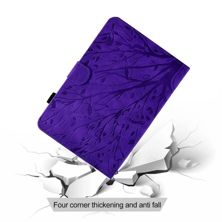 For Samsung Galaxy Tab A11+ / A9+ Fortune Tree Embossed Leather Smart Tablet Case(Purple) by bashfashion