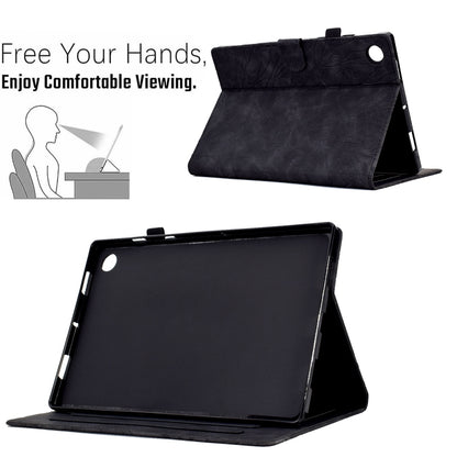 For Samsung Galaxy Tab A11+ / A9+ Fortune Tree Embossed Leather Smart Tablet Case(Black) by bashfashion