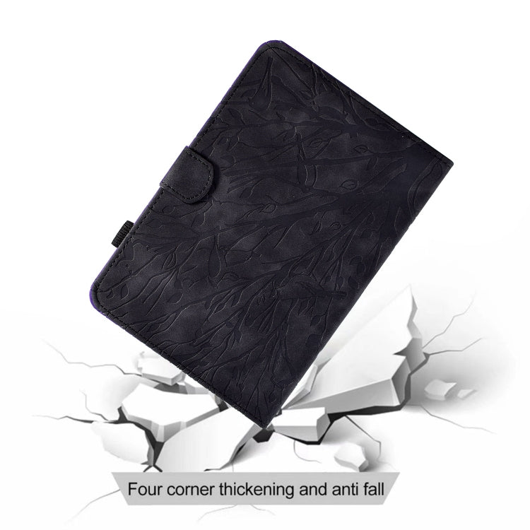 For Samsung Galaxy Tab A11+ / A9+ Fortune Tree Embossed Leather Smart Tablet Case(Black) by bashfashion