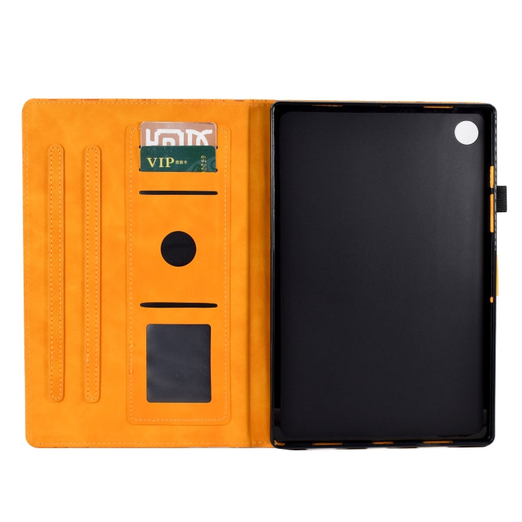 For Samsung Galaxy Tab A11 / A9 Fortune Tree Embossed Leather Smart Tablet Case(Khaki) by bashfashion