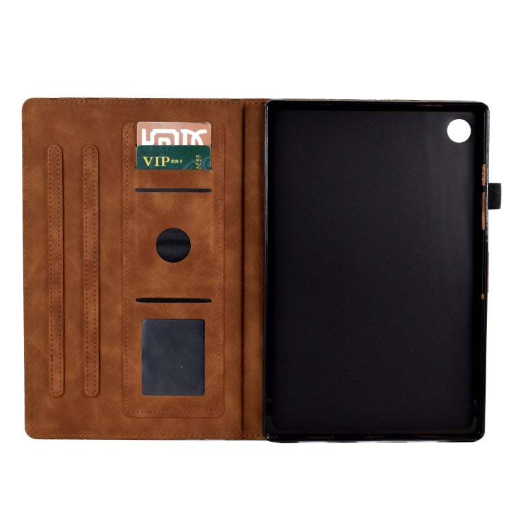For Samsung Galaxy Tab A11 / A9 Fortune Tree Embossed Leather Smart Tablet Case(Brown) by bashfashion