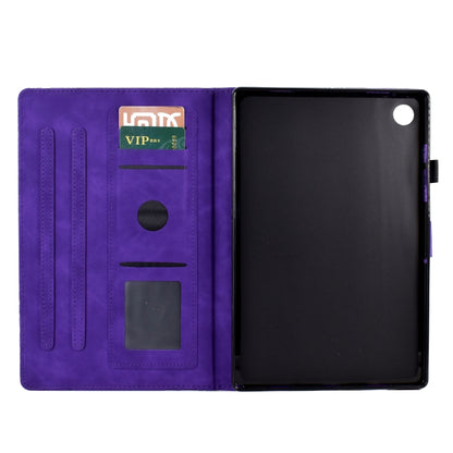 For Samsung Galaxy Tab A11 / A9 Fortune Tree Embossed Leather Smart Tablet Case(Purple) by bashfashion