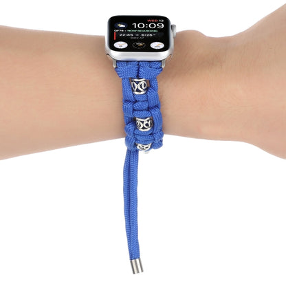 For Apple Watch Ultra 49mm Silk Silver Beads Braided Watch Band(Blue) by bashfashion