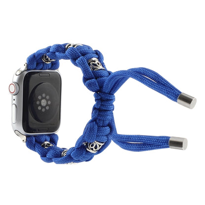 For Apple Watch Series 7 45mm Silk Silver Beads Braided Watch Band(Blue) by bashfashion