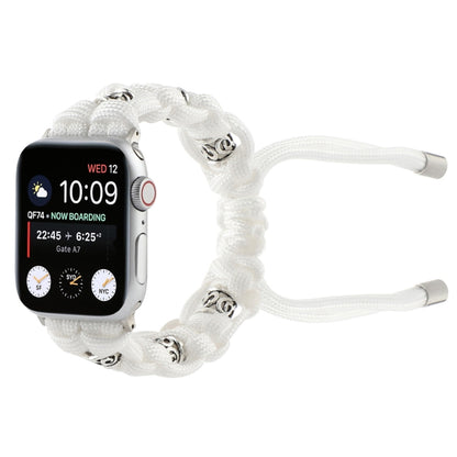 For Apple Watch Series 5 44mm Silk Silver Beads Braided Watch Band(White) by bashfashion