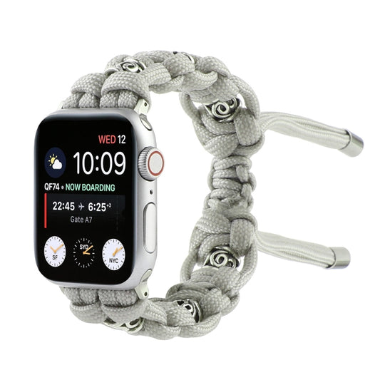 For Apple Watch Series 4 44mm Silk Silver Beads Braided Watch Band(Grey) by bashfashion